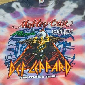 Motley Crew, Def Leppard, Joanne Jett and Poison rockband tour Tiedye T shirt si